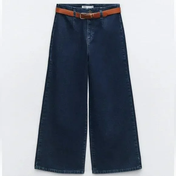 Zara Outfit Pantalon Palazzo Jean Zara ZW Collection Marine